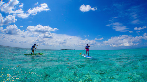 SUP at Glover's Reef, Belize
