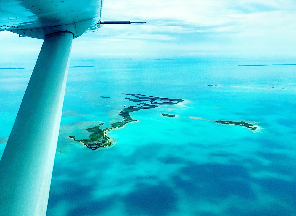 Flying over the cayes on a domestic flight in Belize