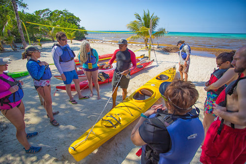 Preparing to kayak