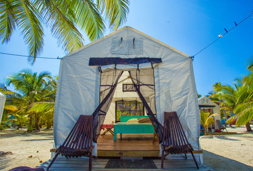 Tent cabanas at Glovers Reef