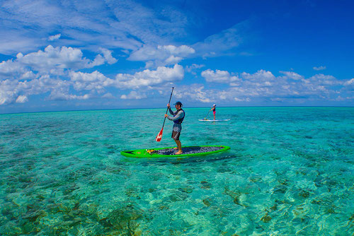 SUP at Glover's Reef, Belize