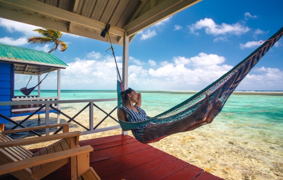 Relaxing at Tobacco Caye, Belize