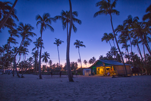 Dining pavilion at Lighthouse Reef Basecamp