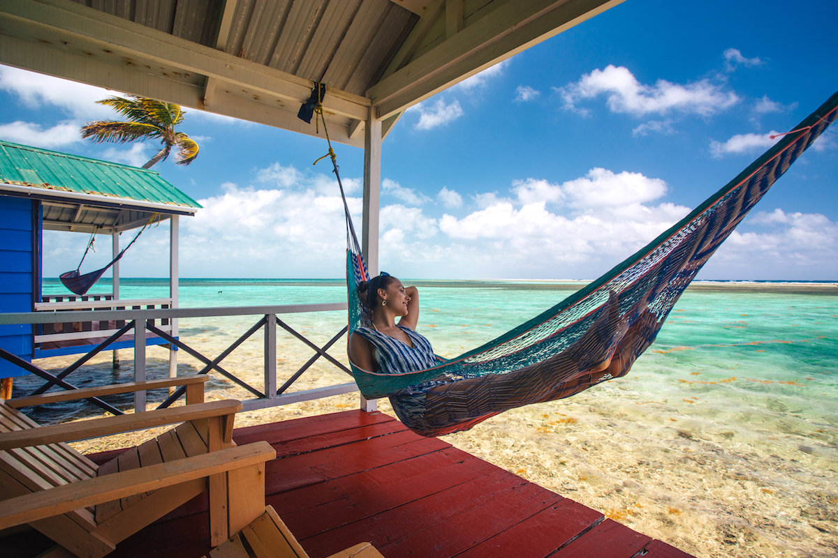 Relaxing at Tobacco Caye, Belize