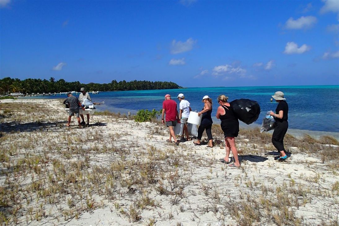 Beach Clean Up at Half Moon Caye Belize