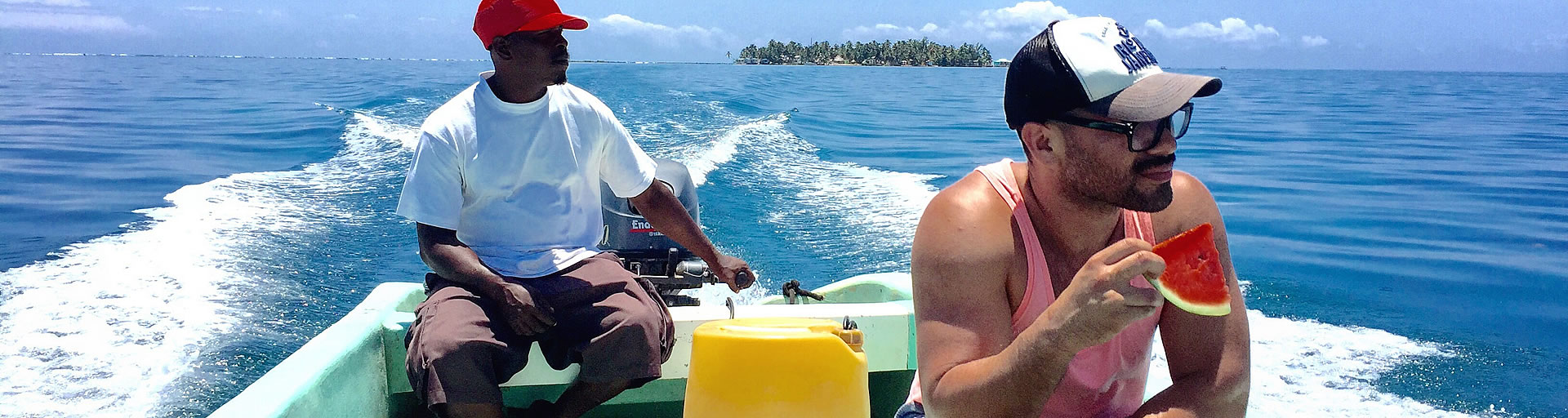 Tobacco Caye Watermelon on a boat