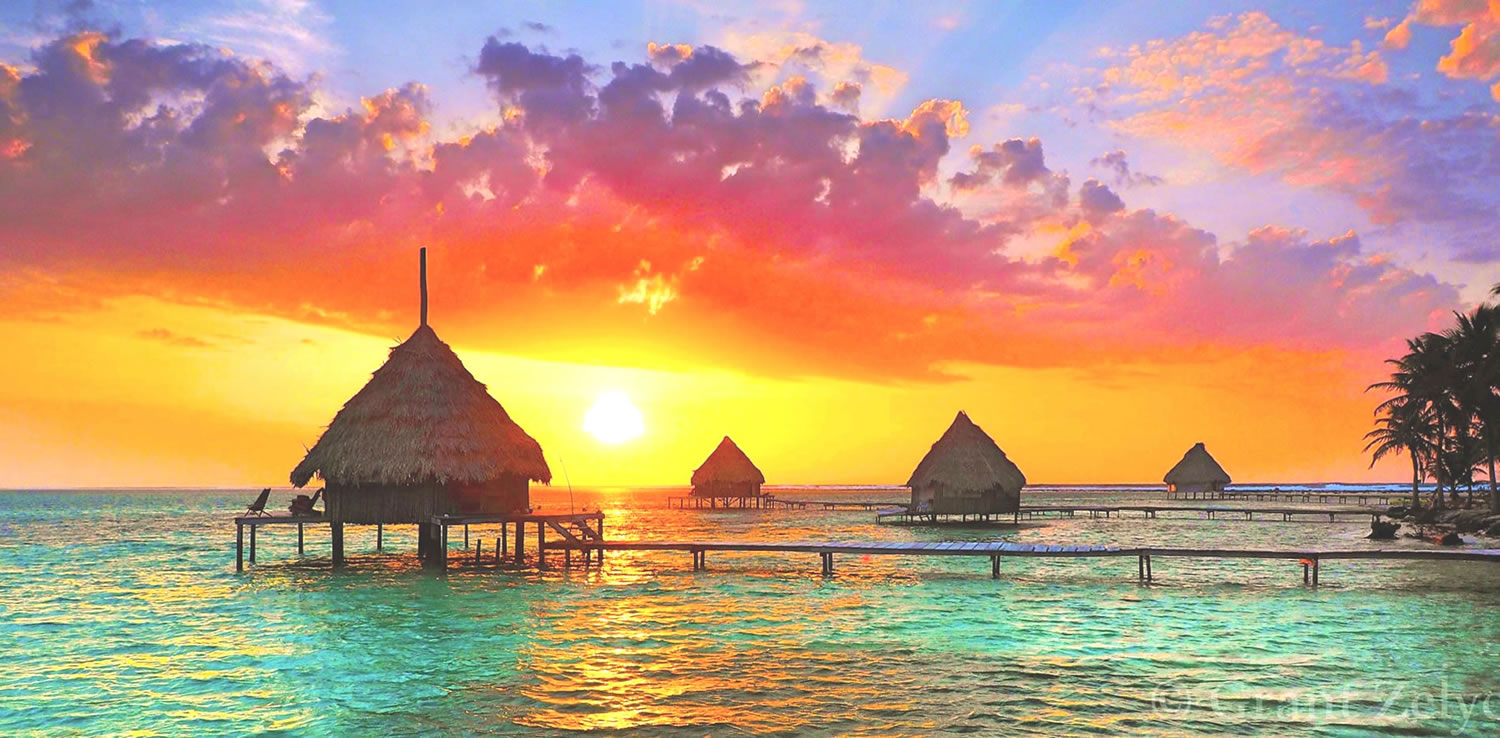 Sunset over Belize  Barrier Reef