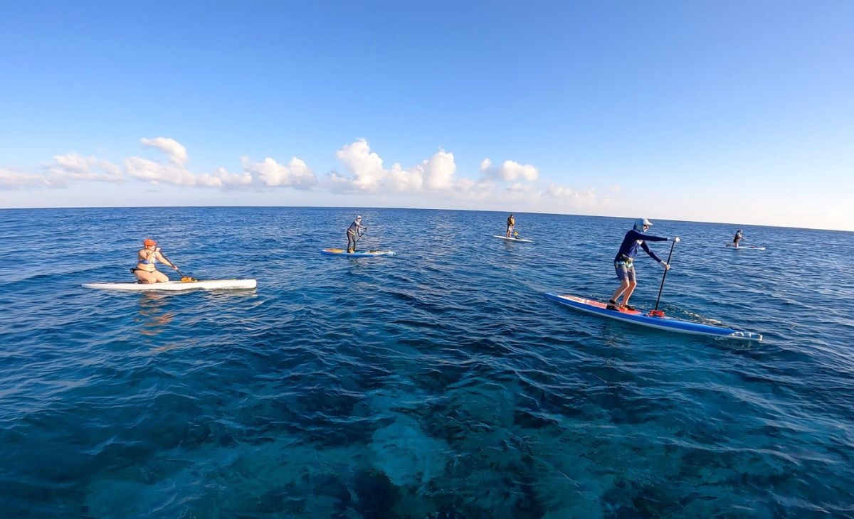 Paddle board group in Belize