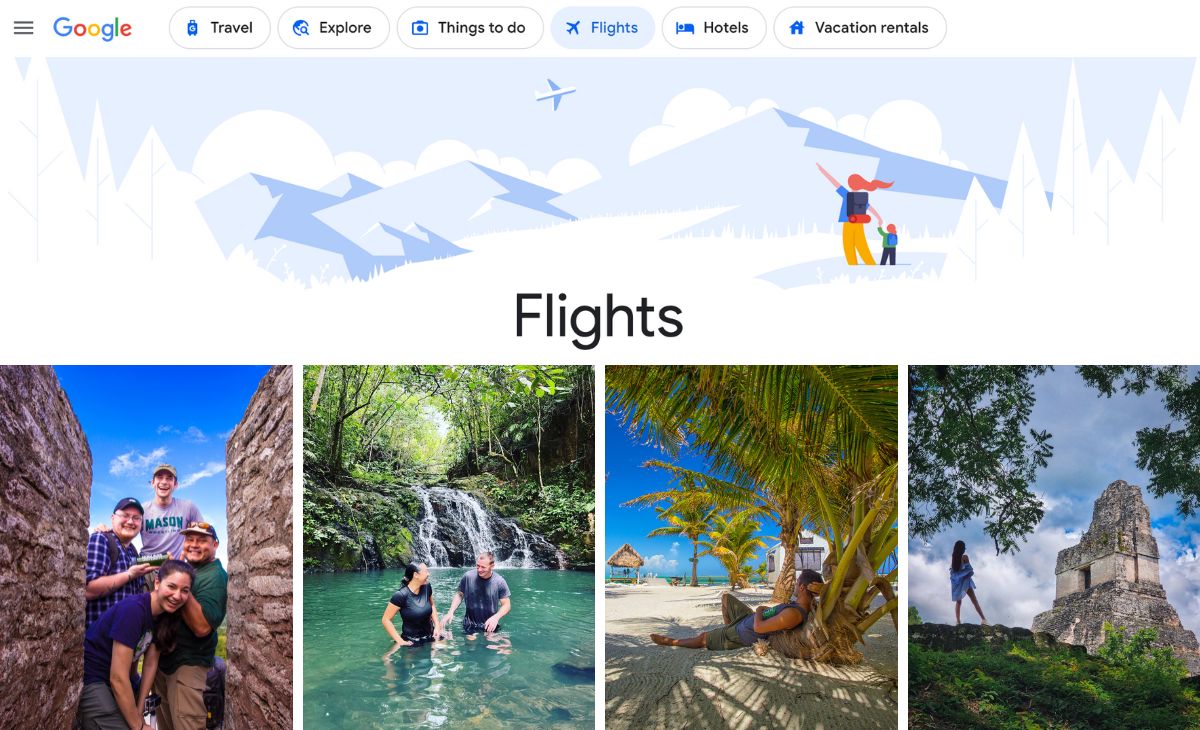 google flights and travellers in belize