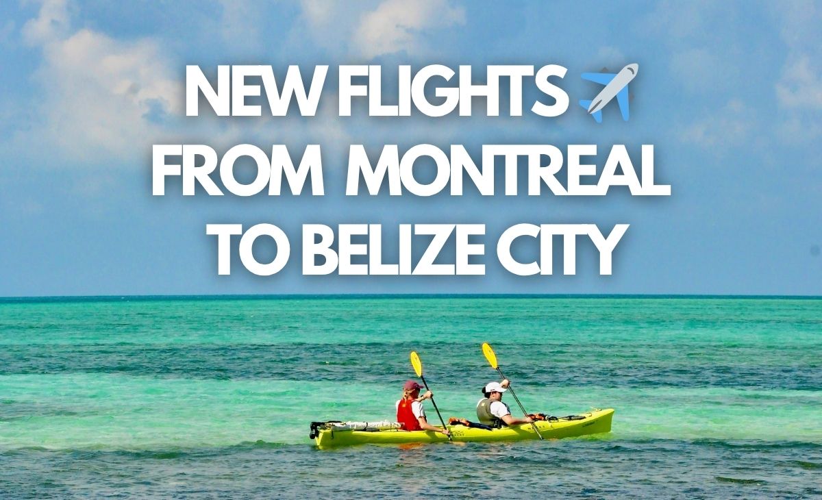 New flights from Montreal to Belize City image with kayakers on the ocean