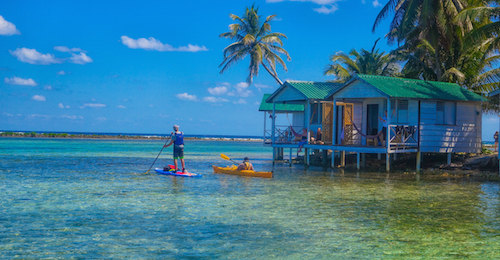 Kayak and SUP at Tobacco Caye Belize