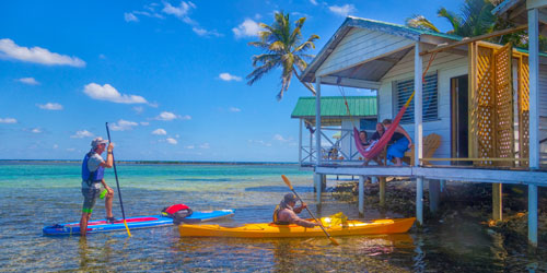 SUP at Tobacco Caye Paradise Cabins