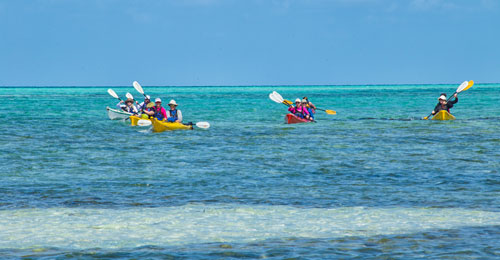 Paddling back to the Glover’s Reef Basecamp
