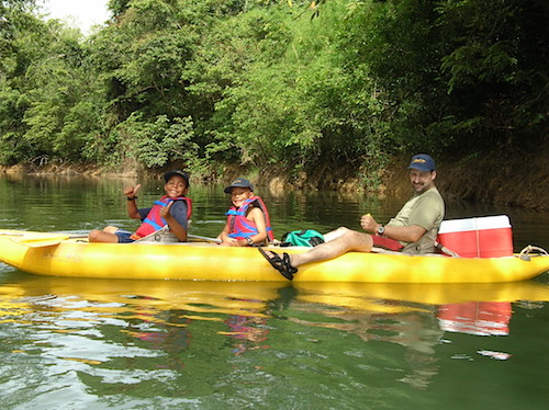 Family kayak on the Moho River