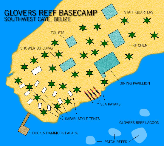 Map of Glovers Reef Basecamp