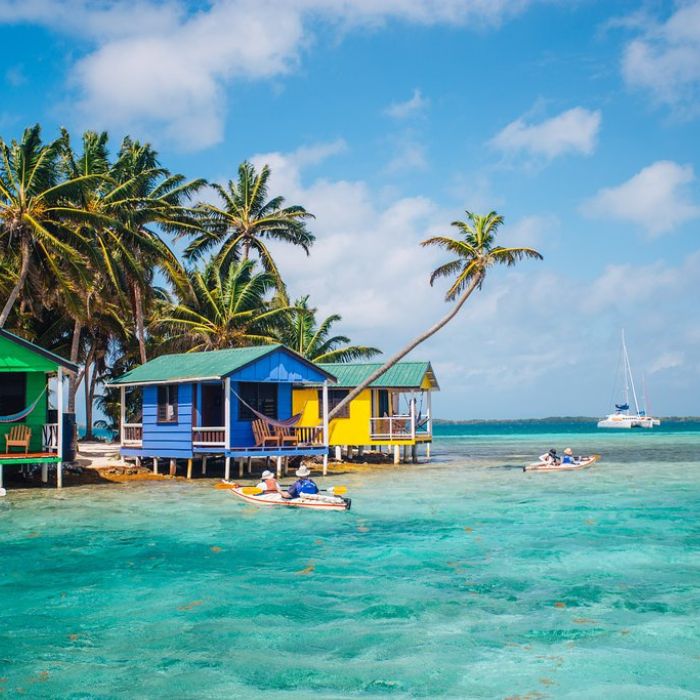 Tobacco Caye  and kayaks