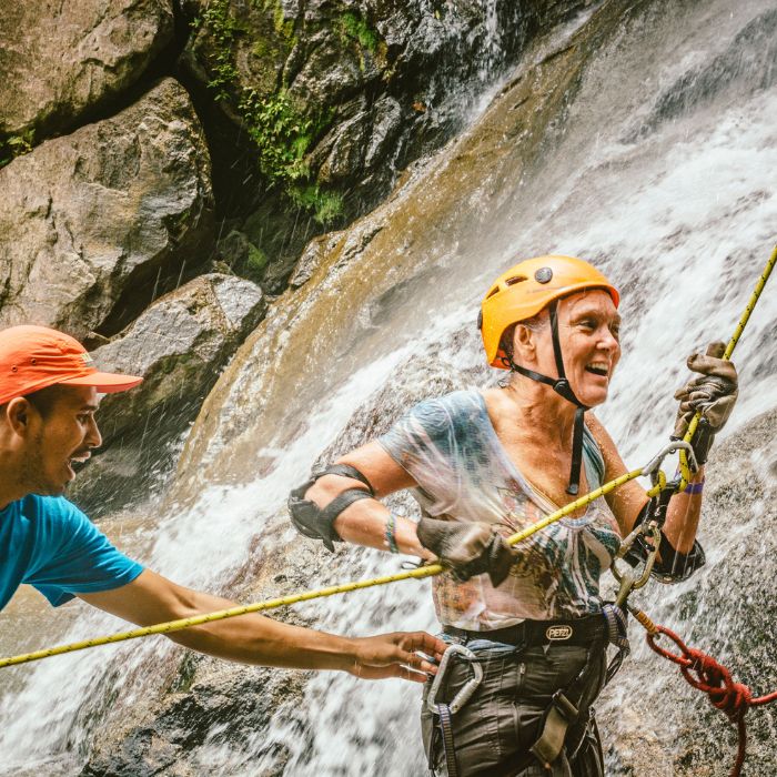 Grandmother rappeling