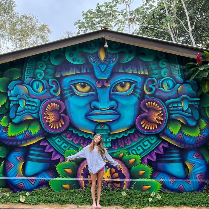 Child at Bocawina Mayan God Mural