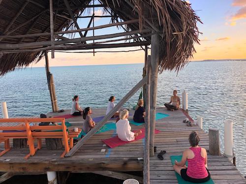 Yoga on Southwest Caye, Glovers Reef