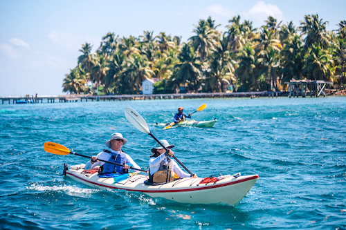 Kayaking at Tobacco Caye Paradise