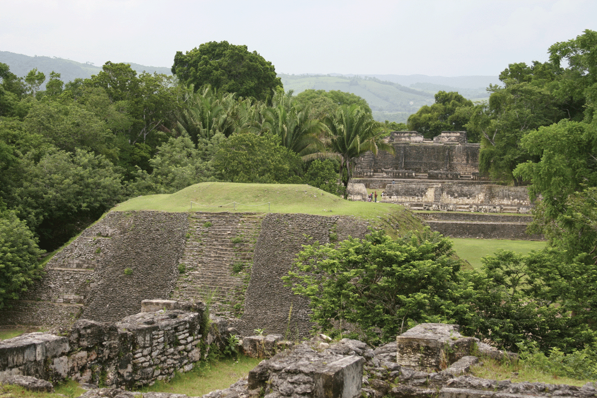 The view while climbing to the top of El Castillo at Xunantunich, photo by Diane Bolt