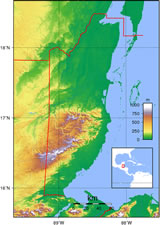 Belize Topographical Map