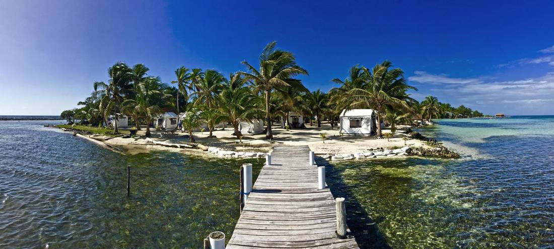 The Island Expeditions basecamp on Southwest Caye, Glover’s Ree