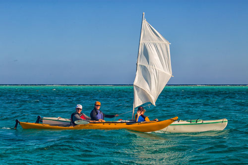 Kayak Sailing at Glovers Reef