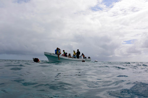 Preparing to return from the Blue Hole