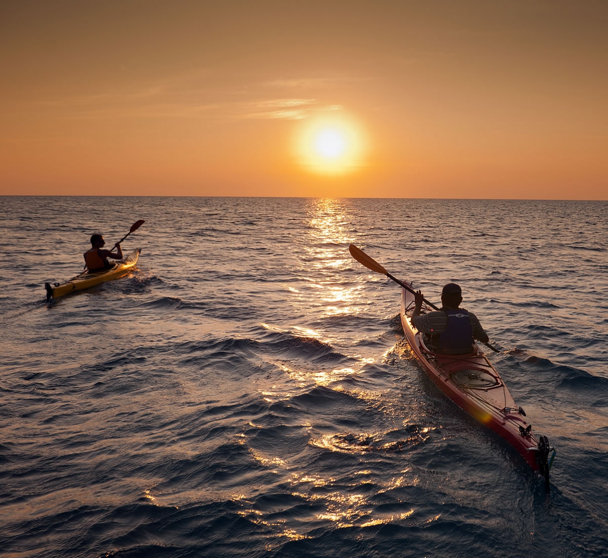 Sea Kayaking into the sunset in Belize