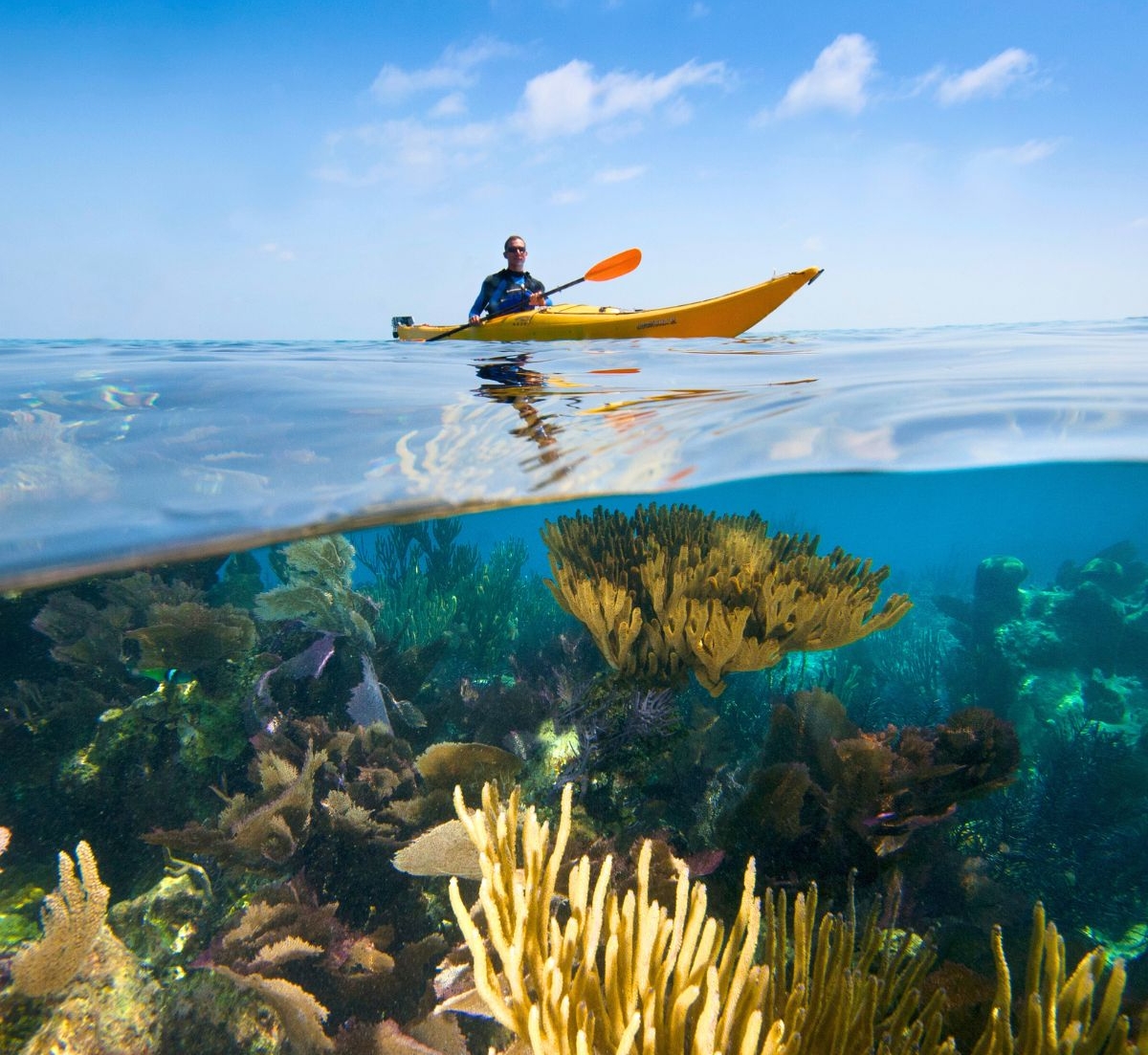 Paddling the barrier reef in Belize