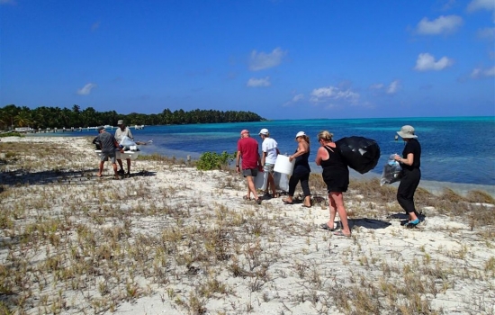 Beach Clean Up at Half Moon Caye Belize