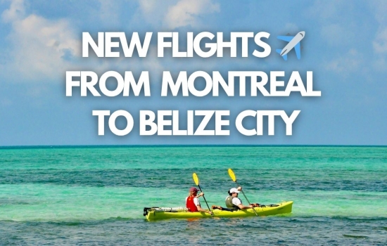 New flights from Montreal to Belize City image with kayakers on the ocean