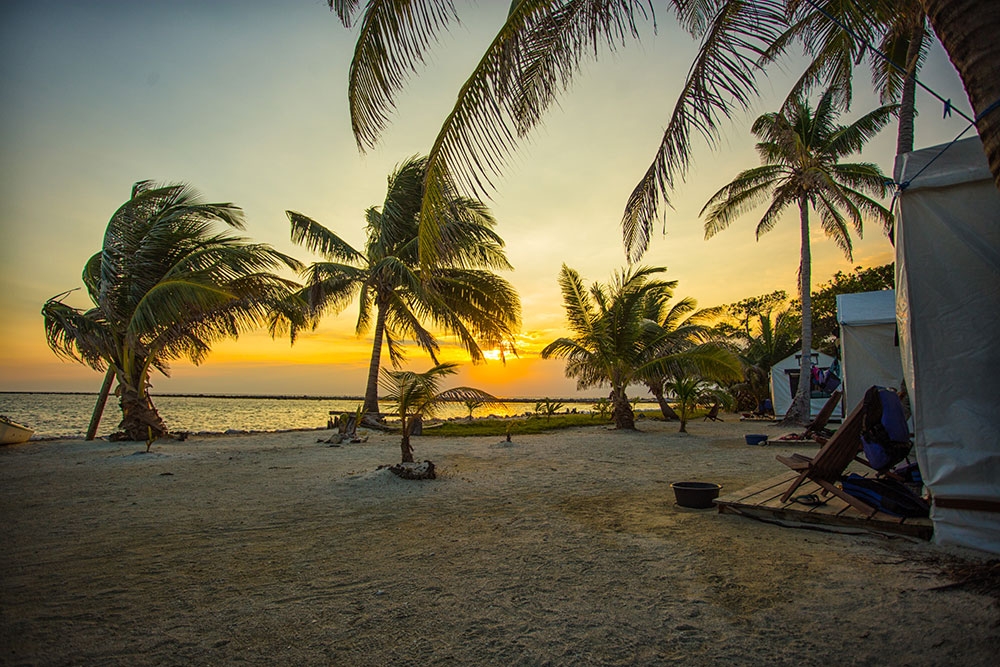 Sunset at the Glover's Reef Basecamp