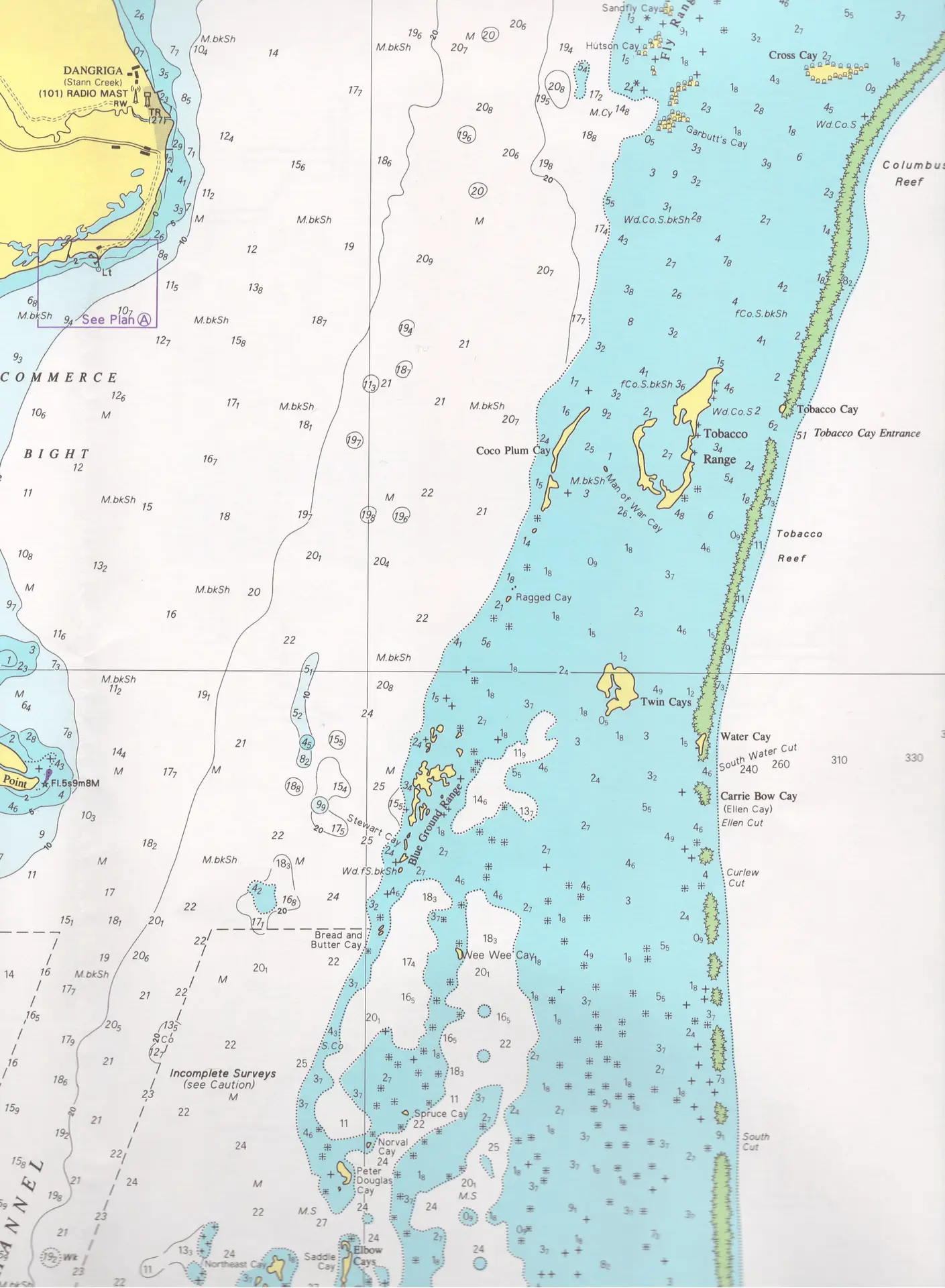 marine chart of belize