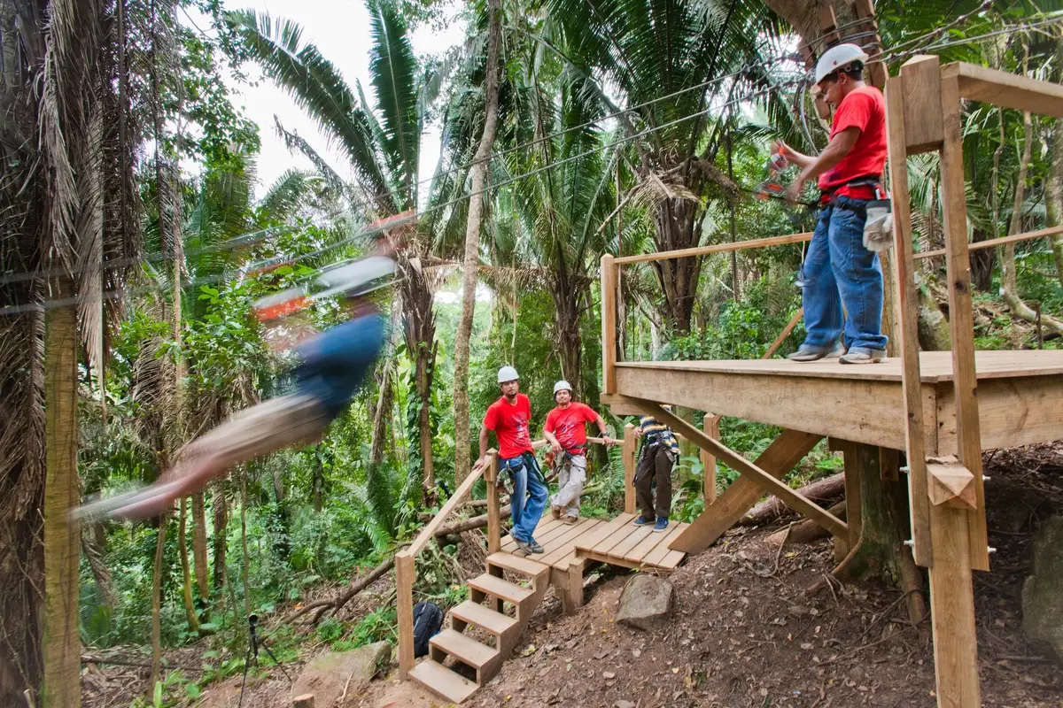 Zipline in Belize through the jungle at Bocawina