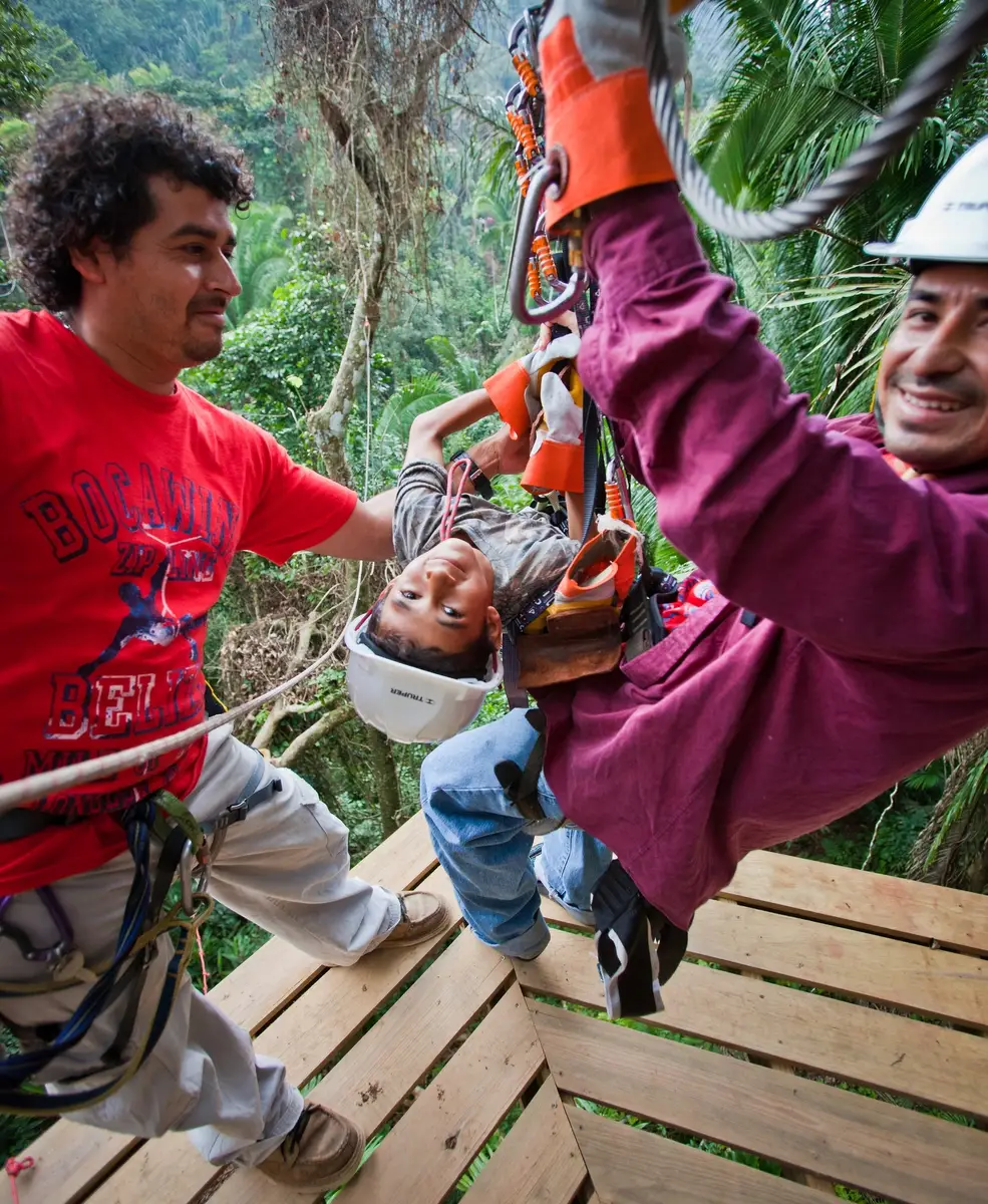 Zipline in Belize through the jungle at Bocawina