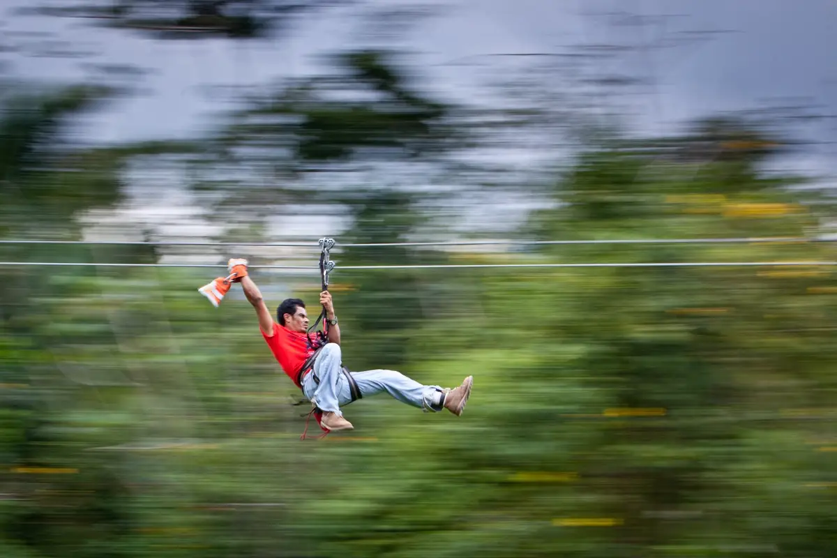 Zipline in Belize through the jungle at Bocawina