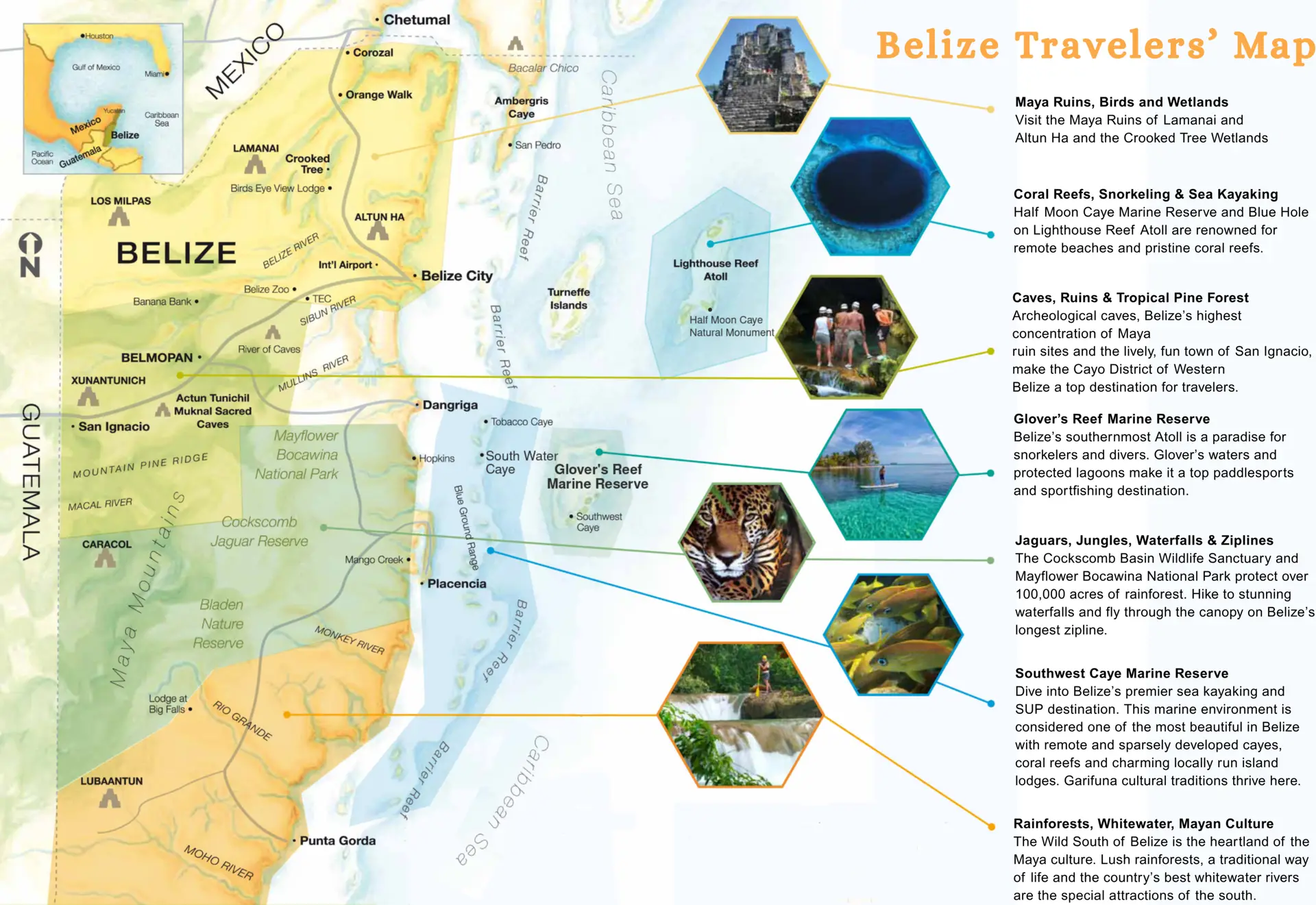 Belize map of tourism