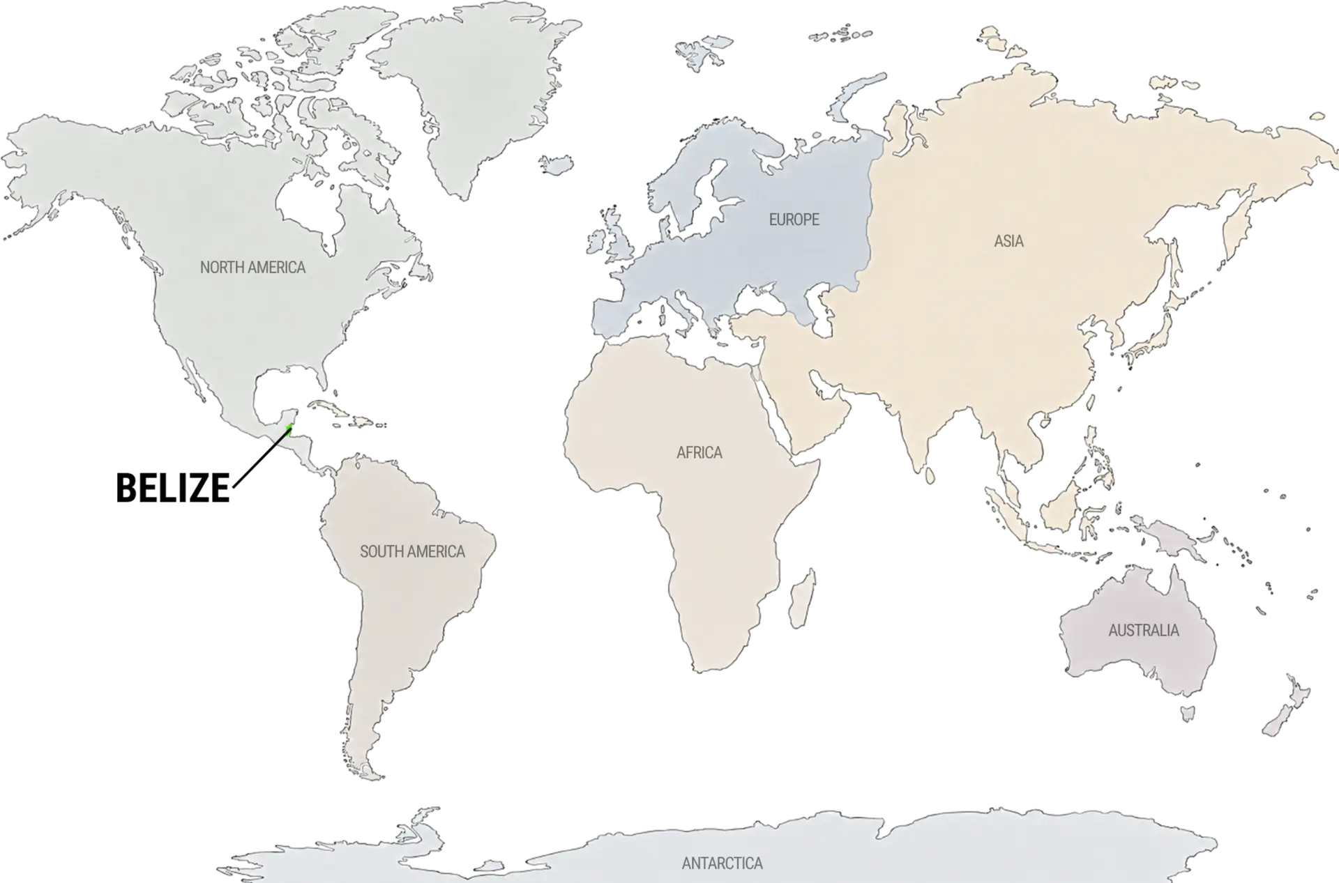 Map of the World highlighting the location of Belize
