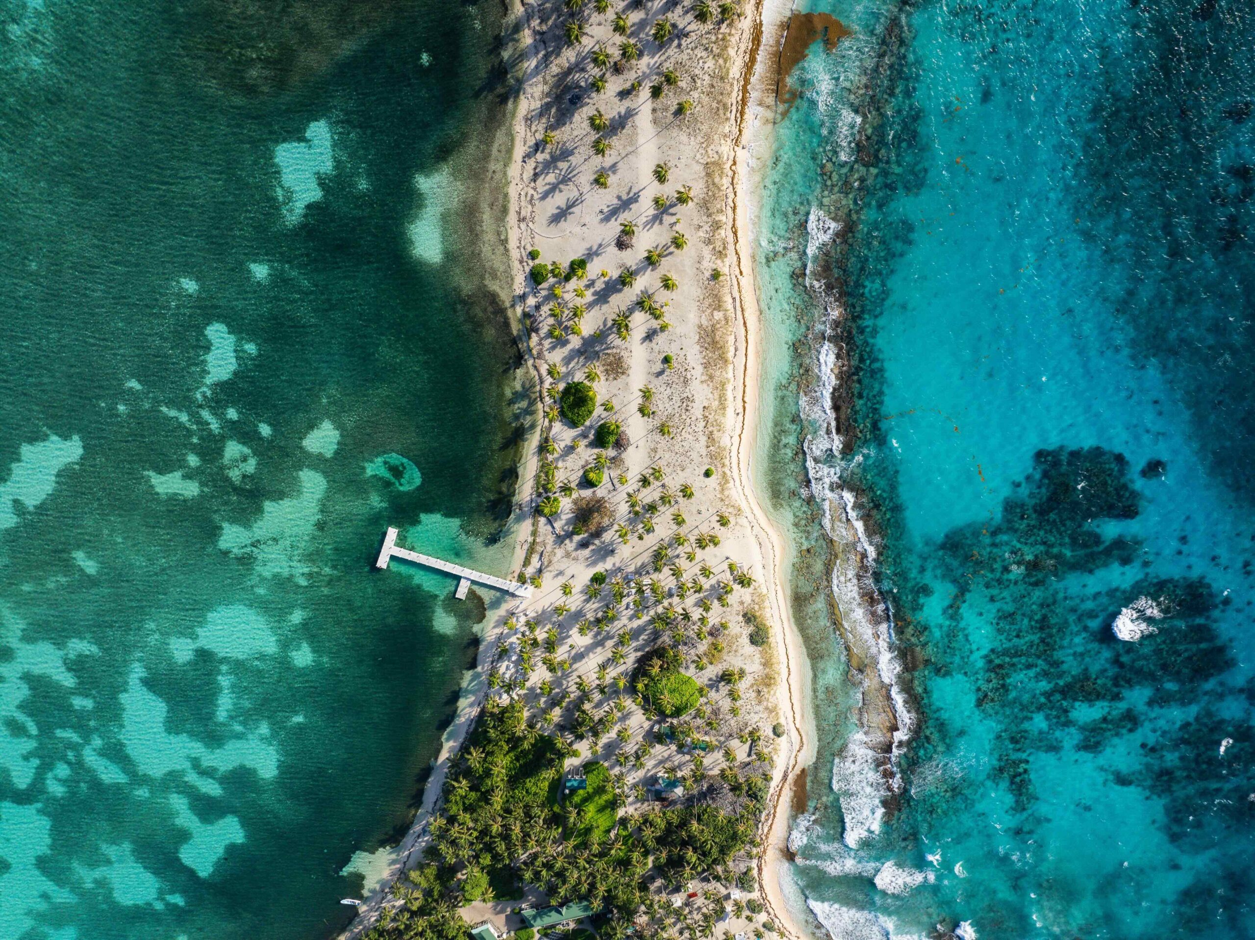 aerial view of Half Moon Caye, Lighthouse Reef, Belize