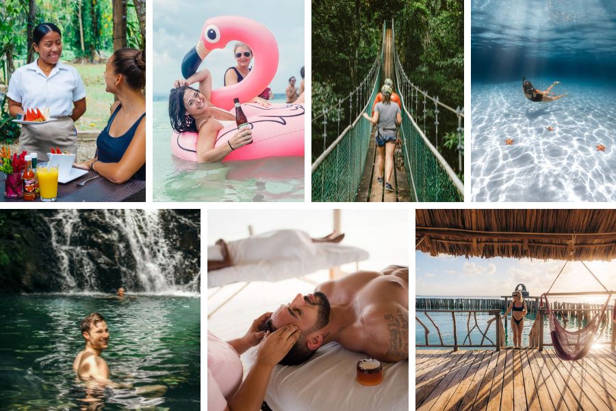 images people enjoying the rainforest and reef in Belize